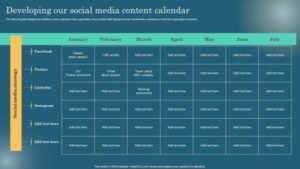 Create a Content Calendar showing monthly brand content planning schedule